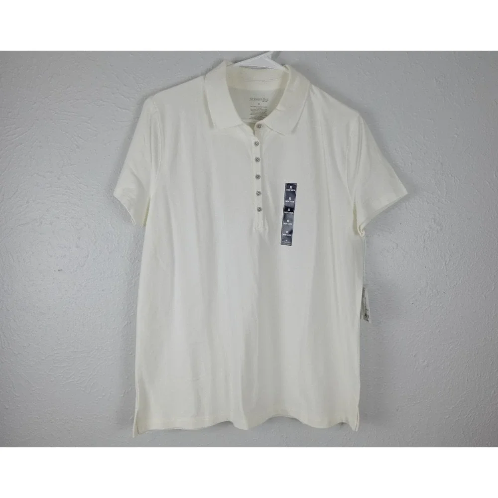 ST. JOHN'S BAY Men's Xlarge  White Polo‎ Shirt